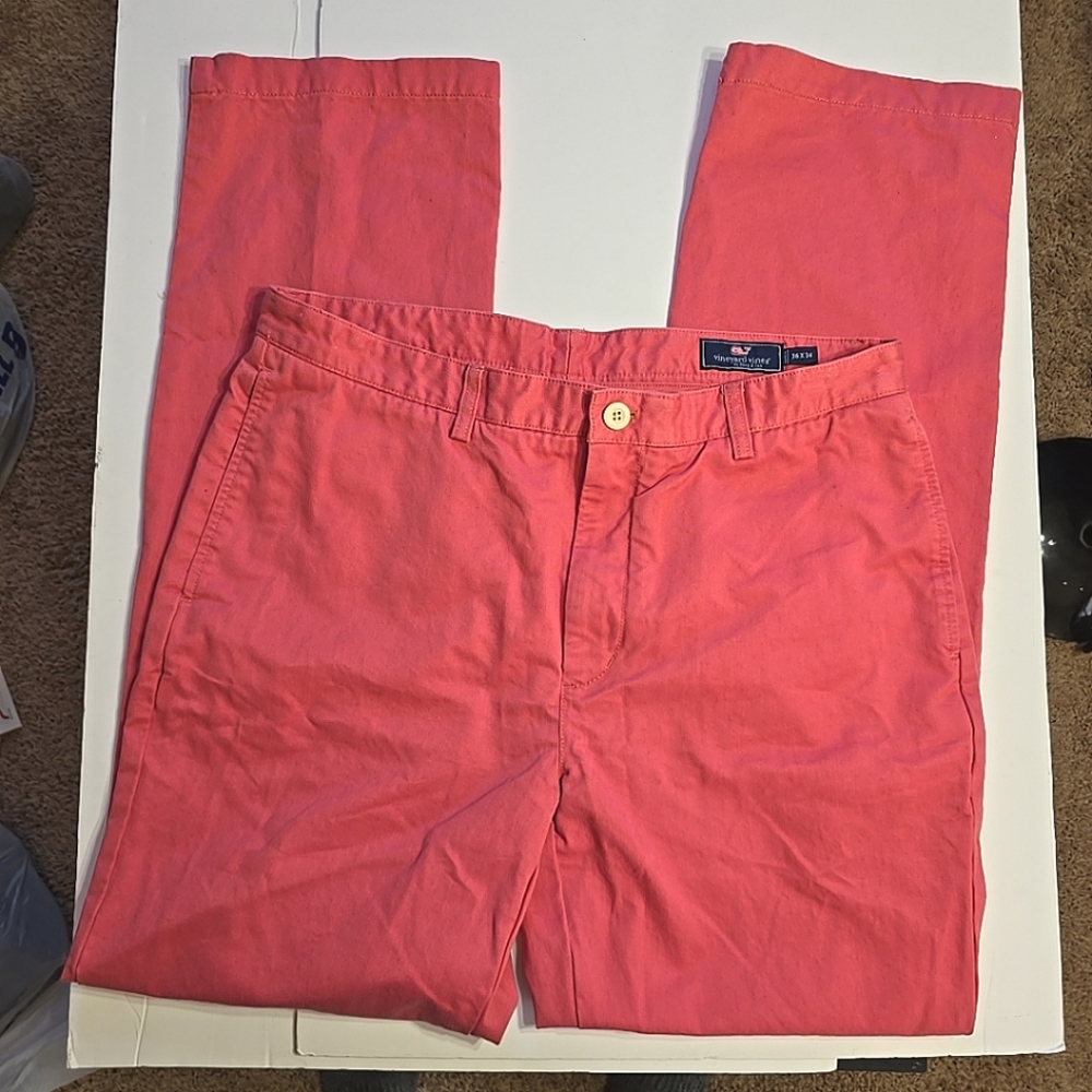 Vineyard Vines Mens 36x34 Pink Club Pant Flat Front Chinos
